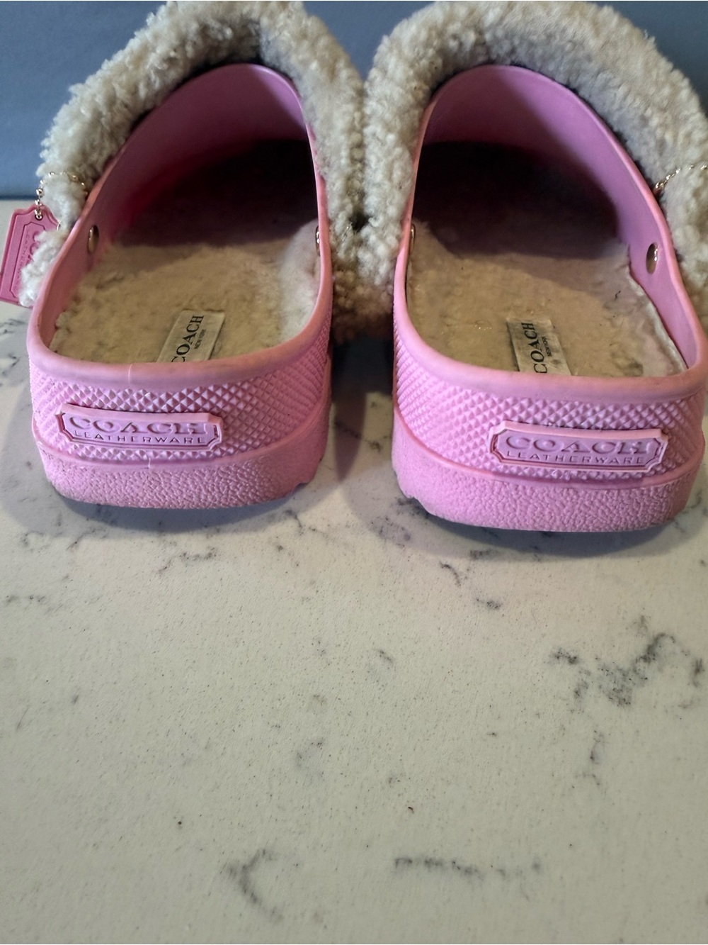 Coach Pink Slip-On Shearling-Trim Clogs - Picture 8 of 16